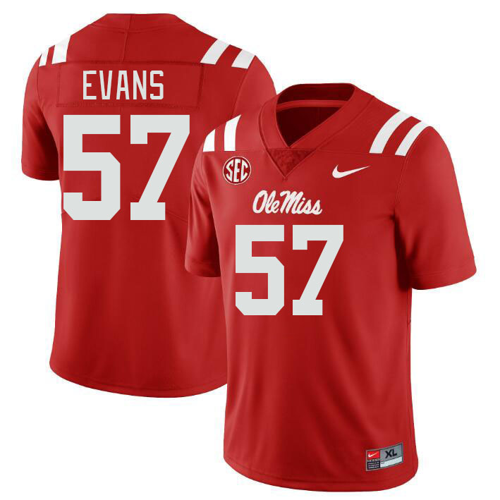 Men #57 Paris Evans Ole Miss Rebels College Football Jerseys Stitched-Red